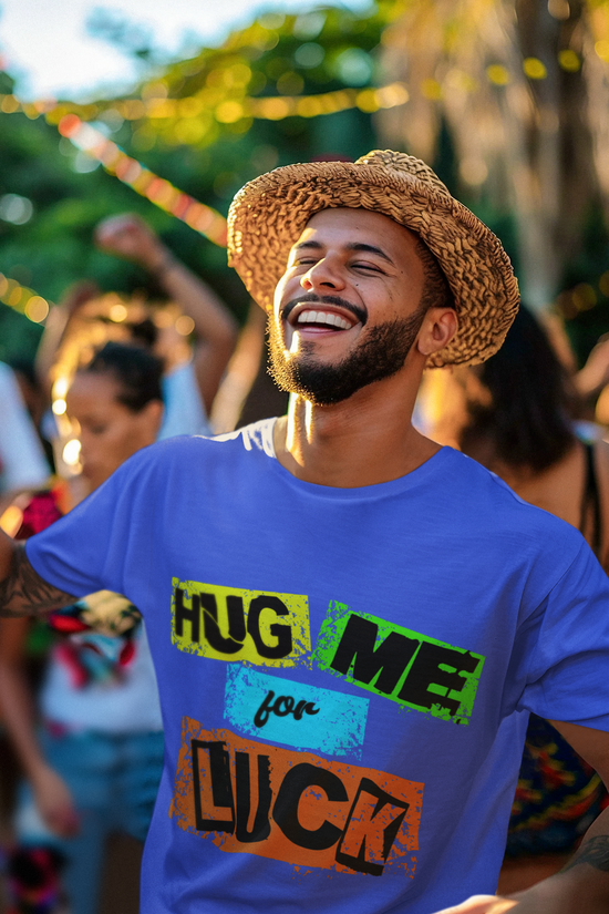 SCUBAAA Men's Hug Me For Luck Regular Fit Half Sleeve T-shirt