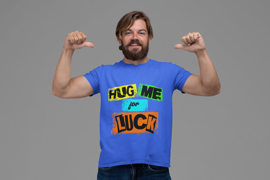 SCUBAAA Men's Hug Me For Luck Regular Fit Half Sleeve T-shirt