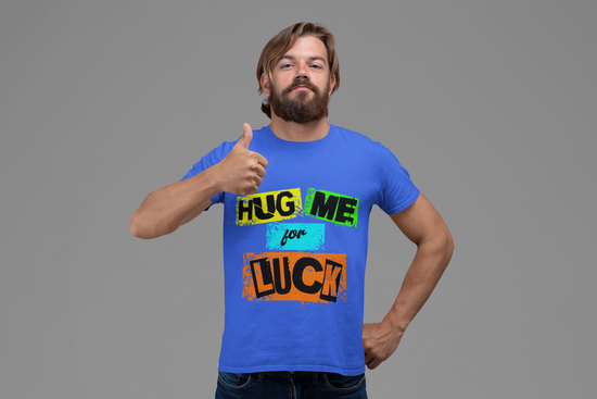 SCUBAAA Men's Hug Me For Luck Regular Fit Half Sleeve T-shirt