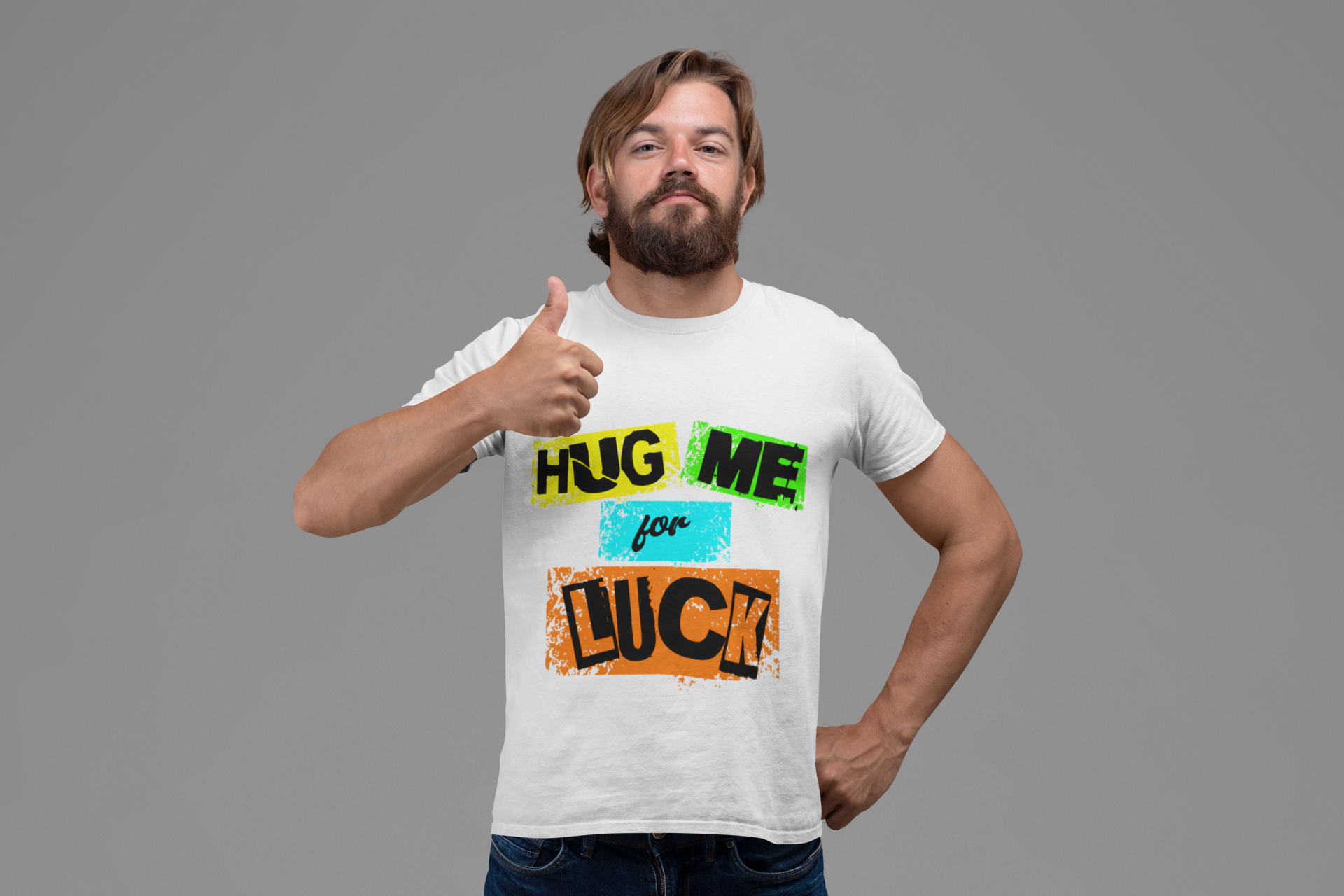 SCUBAAA Men's Hug Me For Luck Regular Fit Half Sleeve T-shirt
