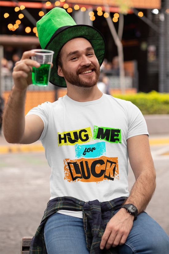 SCUBAAA Men's Hug Me For Luck Regular Fit Half Sleeve T-shirt