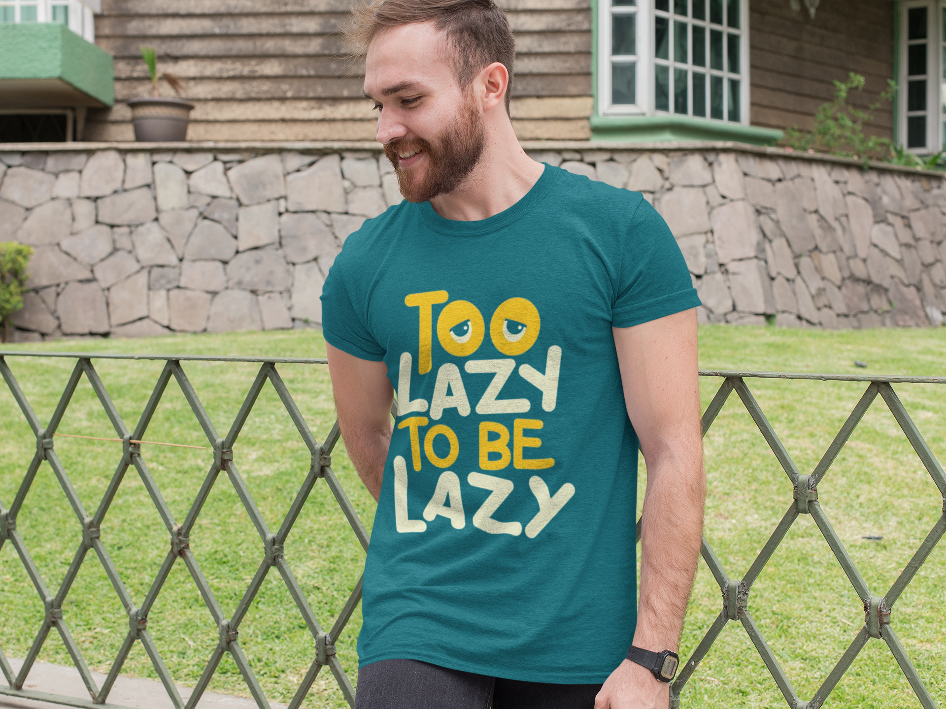 SCUBAAA Men's Too Lazy To Be Lazy Half Sleeve Regular Fit T-shirt