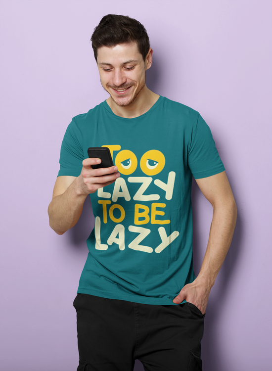 SCUBAAA Men's Too Lazy To Be Lazy Half Sleeve Regular Fit T-shirt