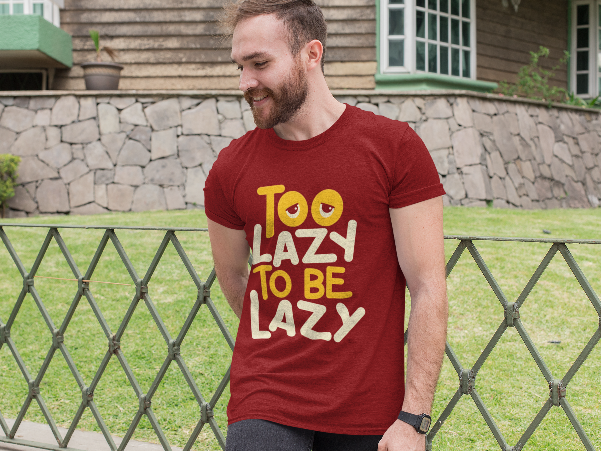 SCUBAAA Men's Too Lazy To Be Lazy Half Sleeve Regular Fit T-shirt