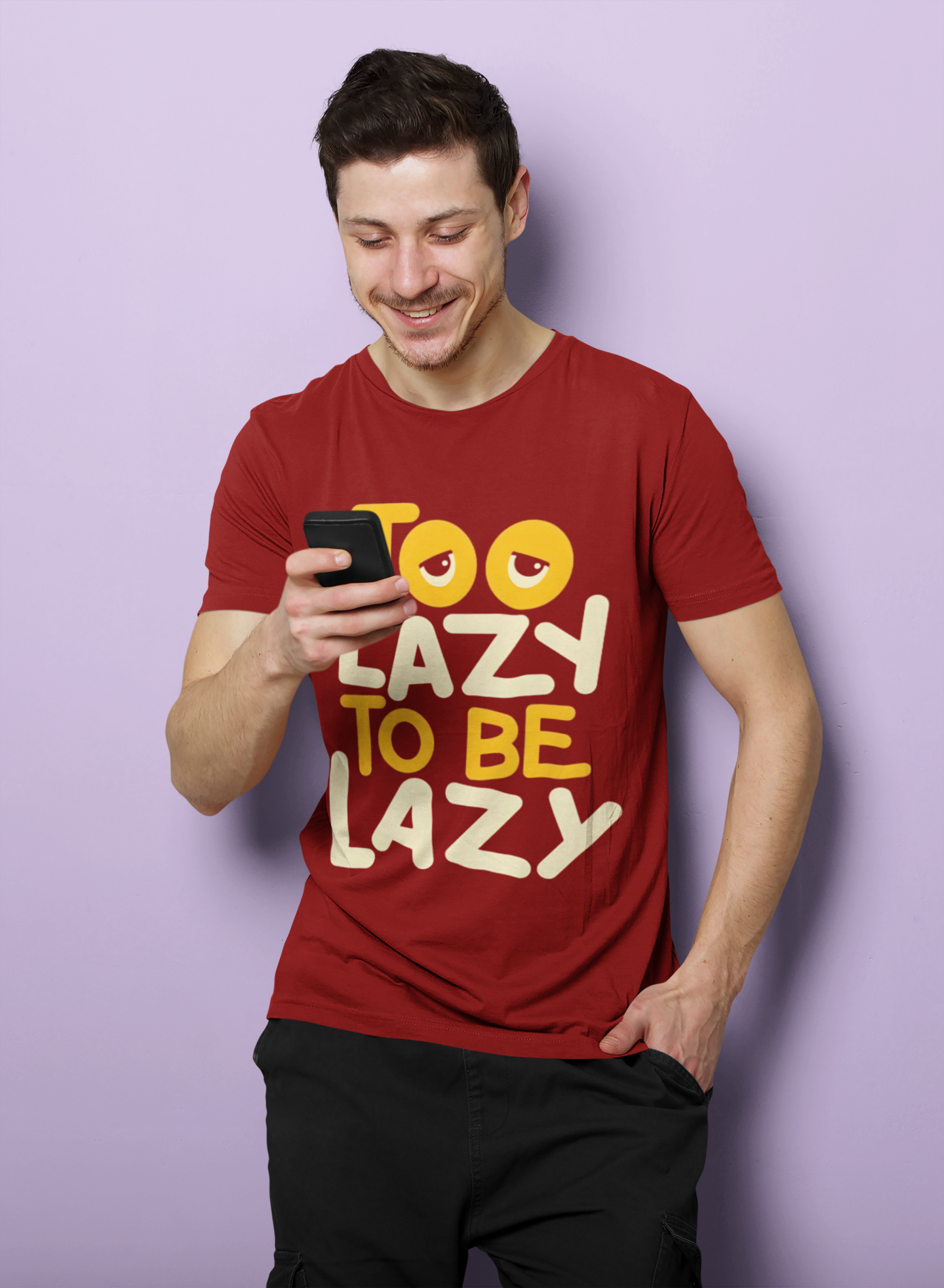 SCUBAAA Men's Too Lazy To Be Lazy Half Sleeve Regular Fit T-shirt