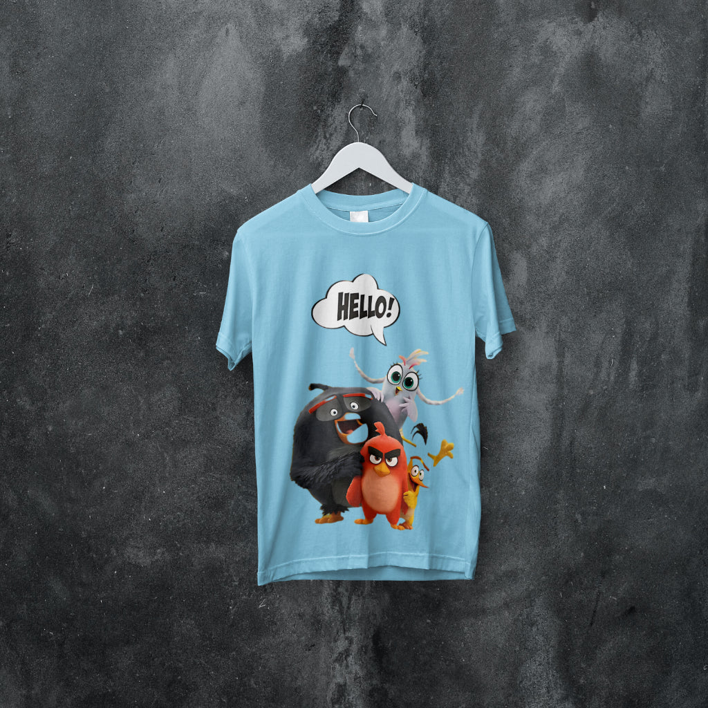 SCUBAAA Women's Angry Birds Saying Hello Half Sleeve T-Shirt