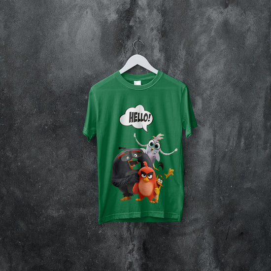 SCUBAAA Women's Angry Birds Saying Hello Half Sleeve T-Shirt