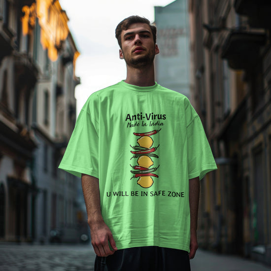 SCUBAAA Men's Lemon Aid Oversized Half Sleeve T-shirt