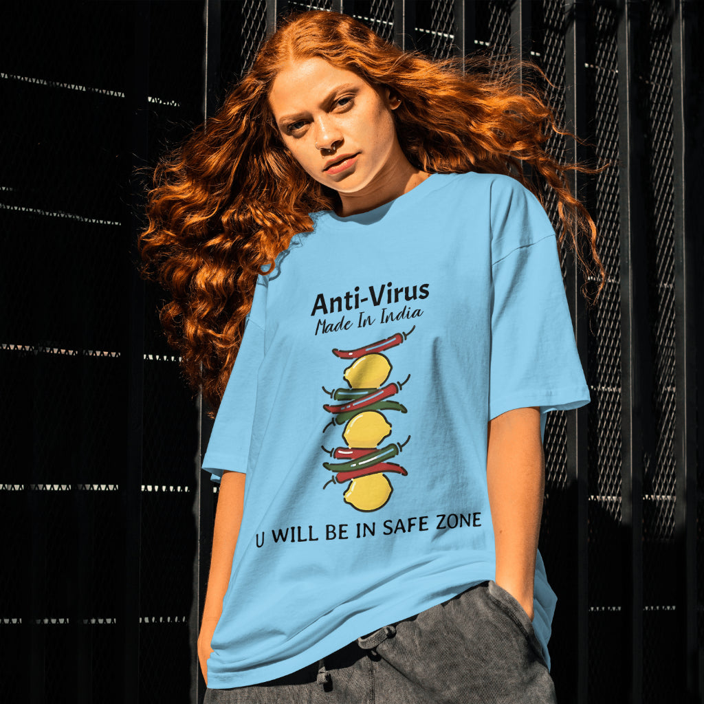 SCUBAAA Women's Nimbu-Mirchi: Guardian of Good Luck Oversized T-Shirt