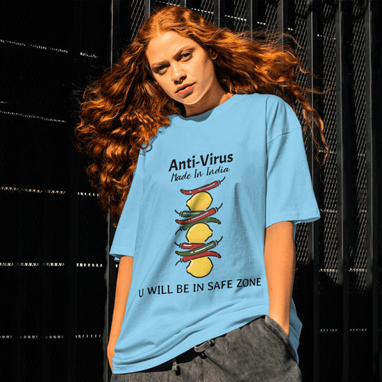 SCUBAAA Women's Nimbu-Mirchi: Guardian of Good Luck Oversized T-Shirt