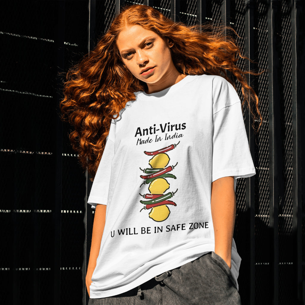 SCUBAAA Women's Nimbu-Mirchi: Guardian of Good Luck Oversized T-Shirt