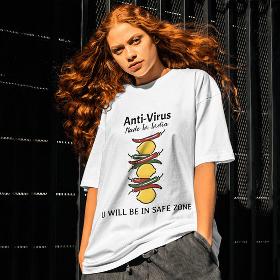 SCUBAAA Women's Nimbu-Mirchi: Guardian of Good Luck Oversized T-Shirt