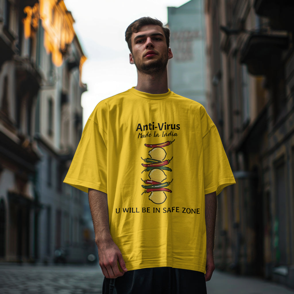 SCUBAAA Men's Lemon Aid Oversized Half Sleeve T-shirt