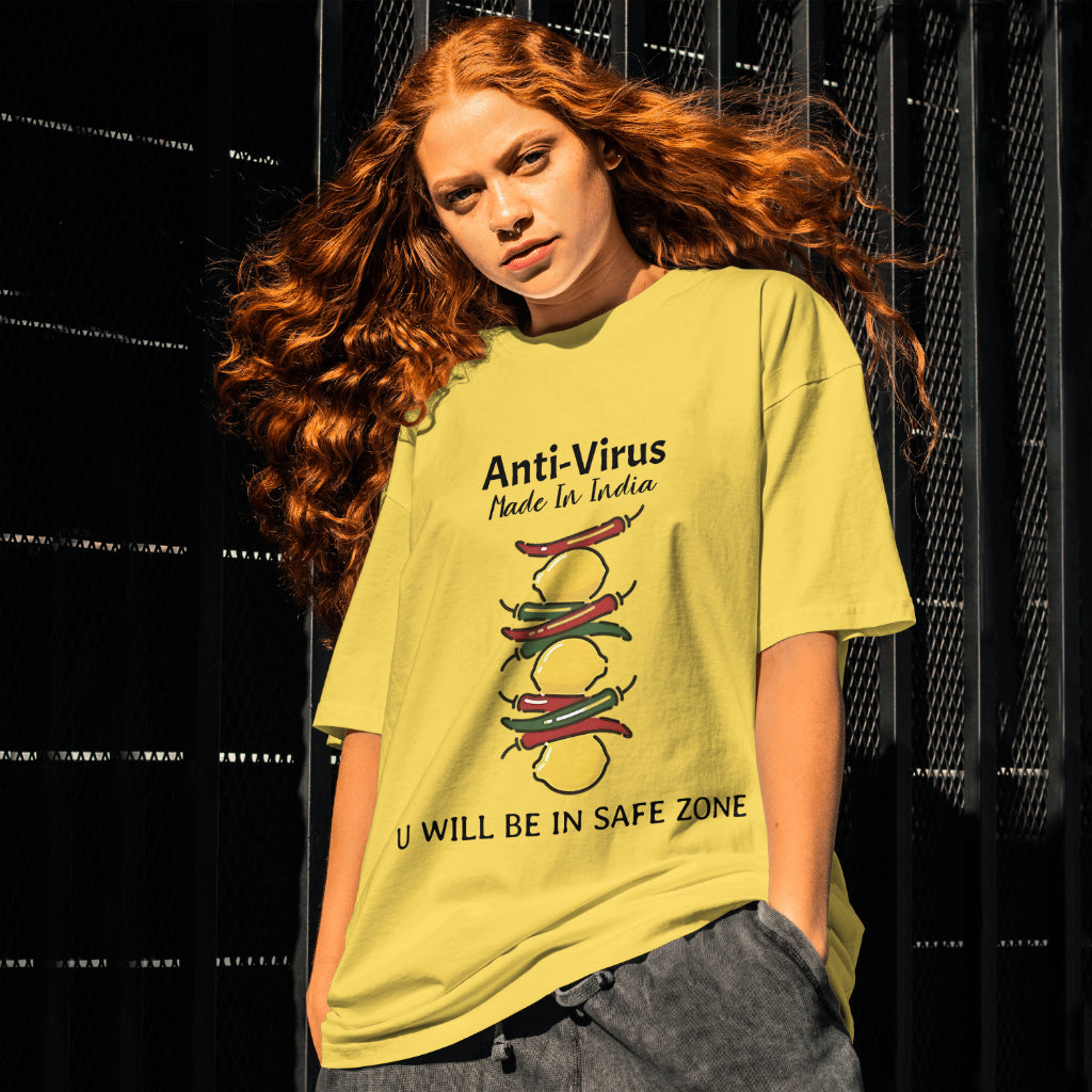 SCUBAAA Women's Nimbu-Mirchi: Guardian of Good Luck Oversized T-Shirt