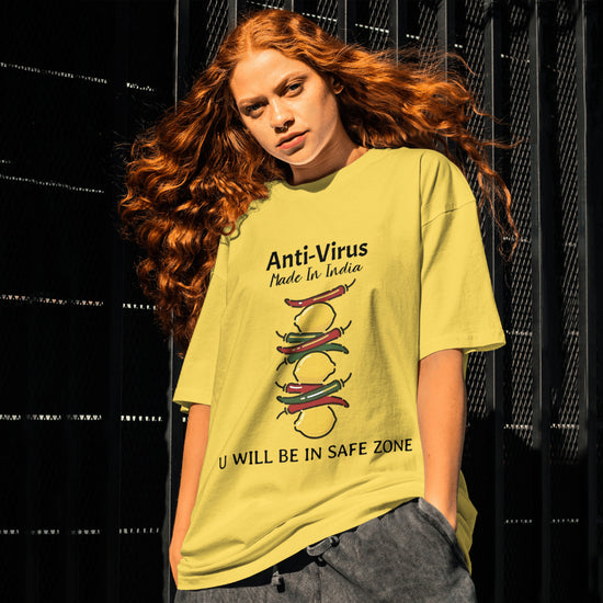 SCUBAAA Women's Nimbu-Mirchi: Guardian of Good Luck Oversized T-Shirt