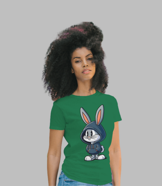 SCUBAAA Women's Baby Bunny Half Sleeve T-Shirt