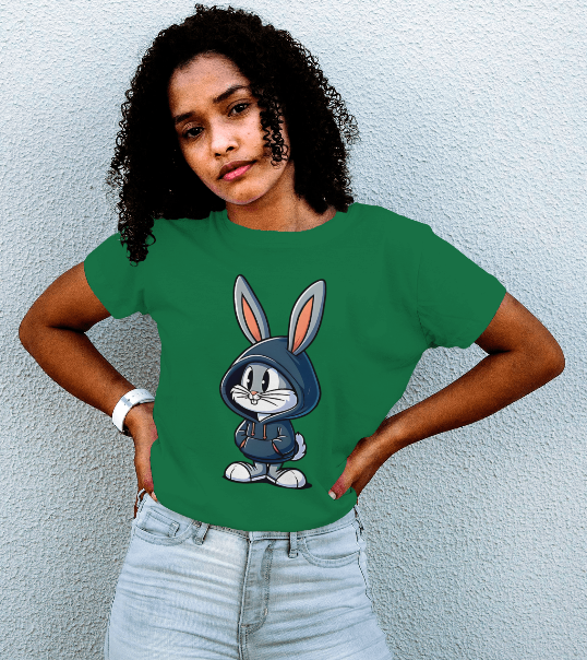 SCUBAAA Women's Baby Bunny Half Sleeve T-Shirt