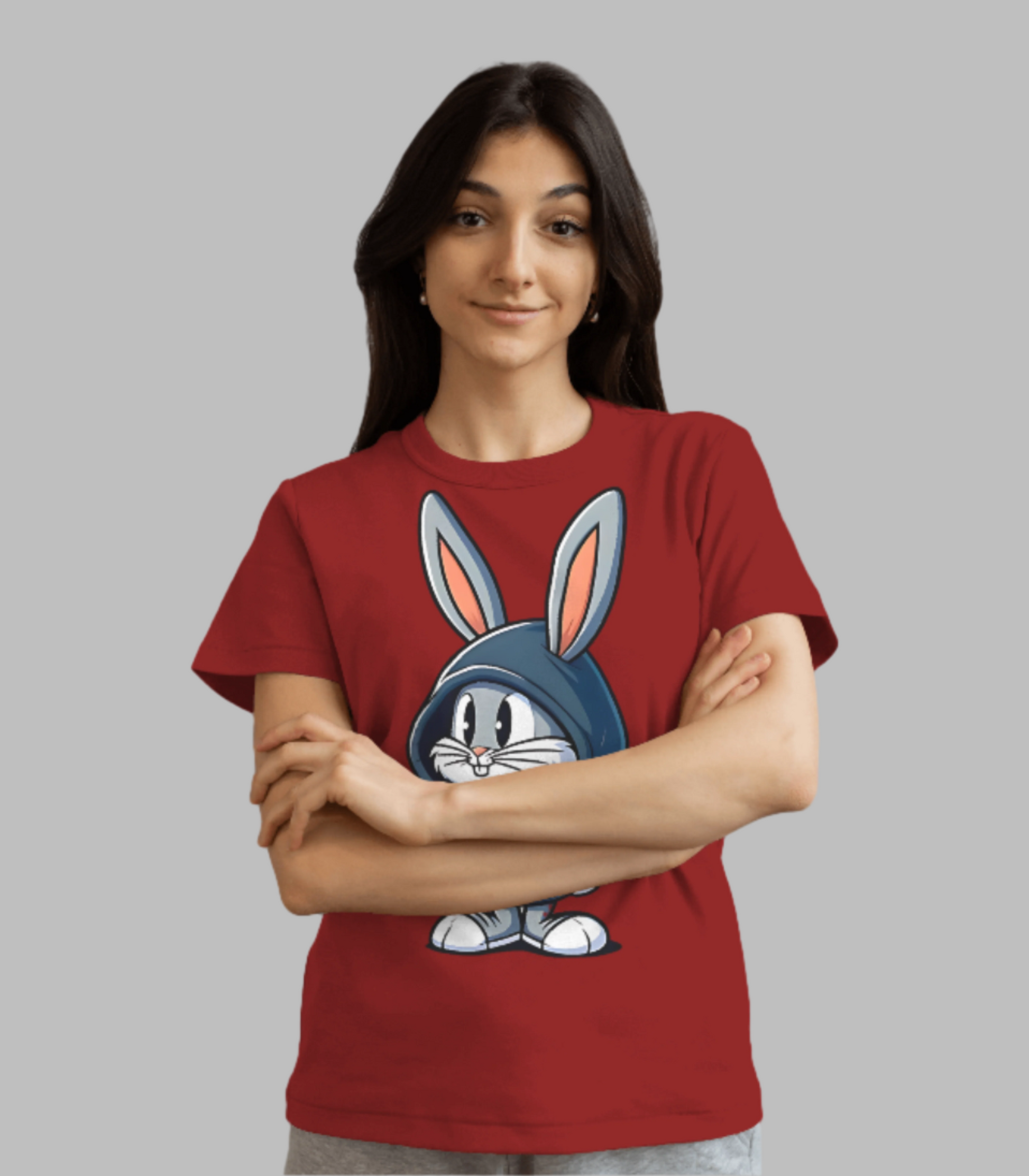 SCUBAAA Women's Baby Bunny Half Sleeve T-Shirt