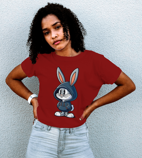 SCUBAAA Women's Baby Bunny Half Sleeve T-Shirt