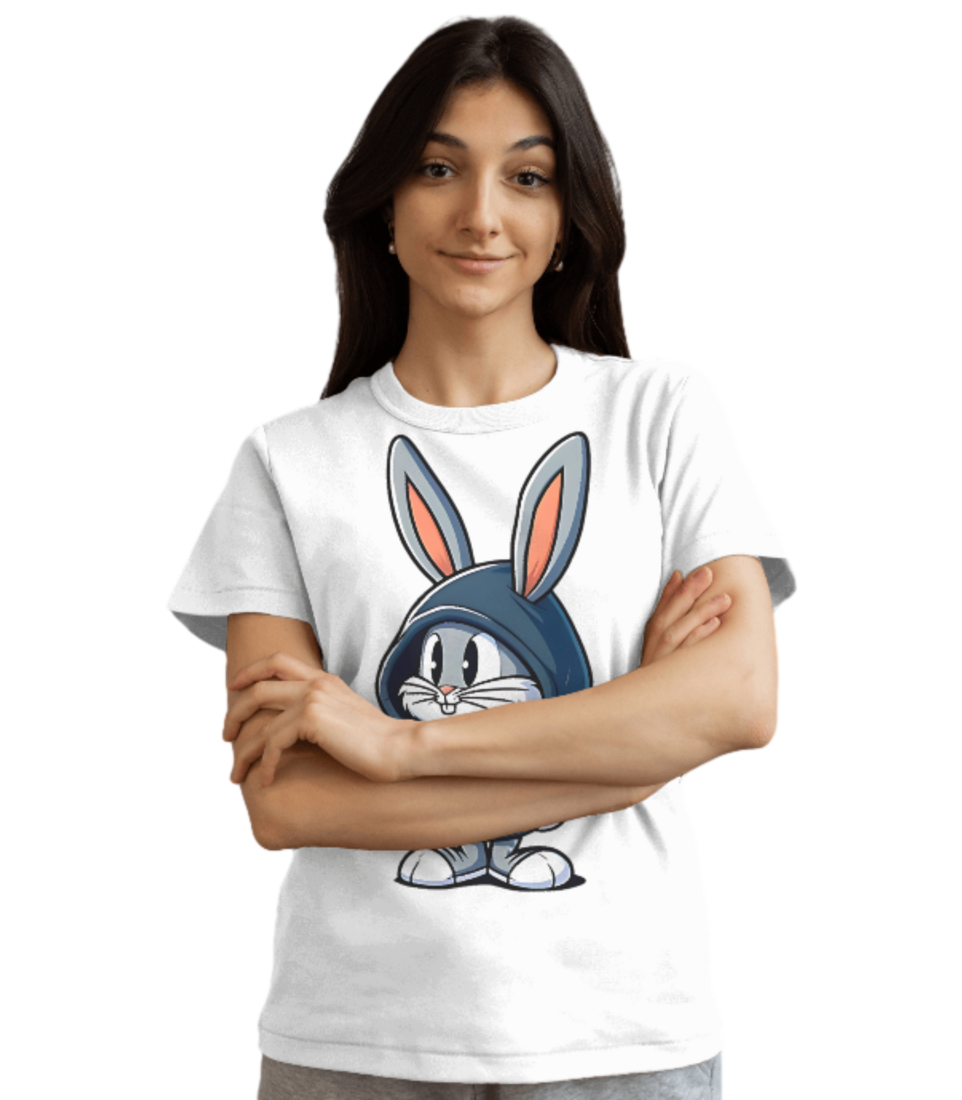 SCUBAAA Women's Baby Bunny Half Sleeve T-Shirt
