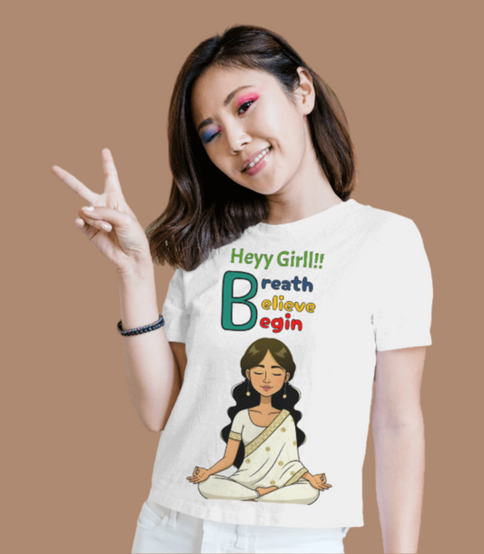 SCUBAAA Women's Breath Believe Begin Half Sleeve T-Shirt
