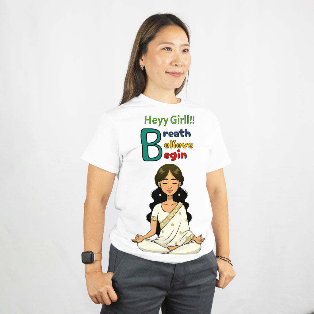 SCUBAAA Women's Breath Believe Begin Half Sleeve T-Shirt
