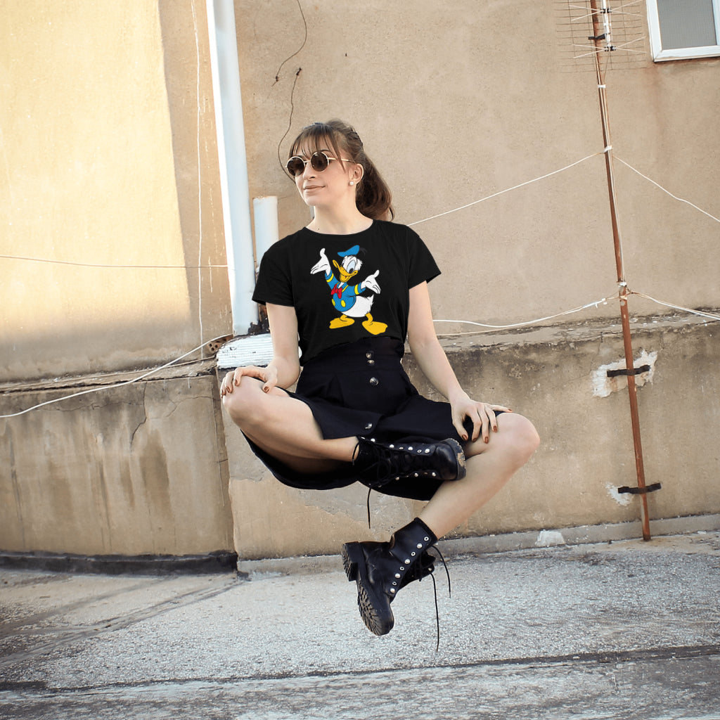 SCUBAAA Women's Donald Duck Half Sleeve Regular Fit T-shirt