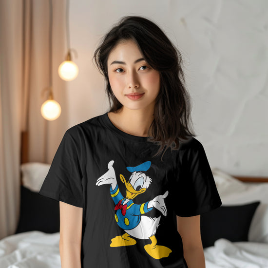 SCUBAAA Women's Donald Duck Half Sleeve Regular Fit T-shirt