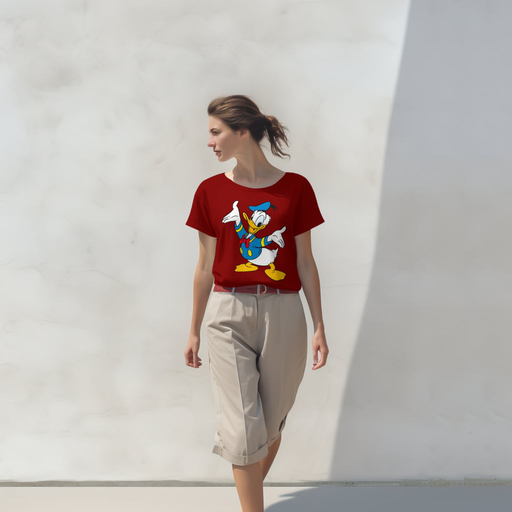 SCUBAAA Women's Donald Duck Half Sleeve Regular Fit T-shirt