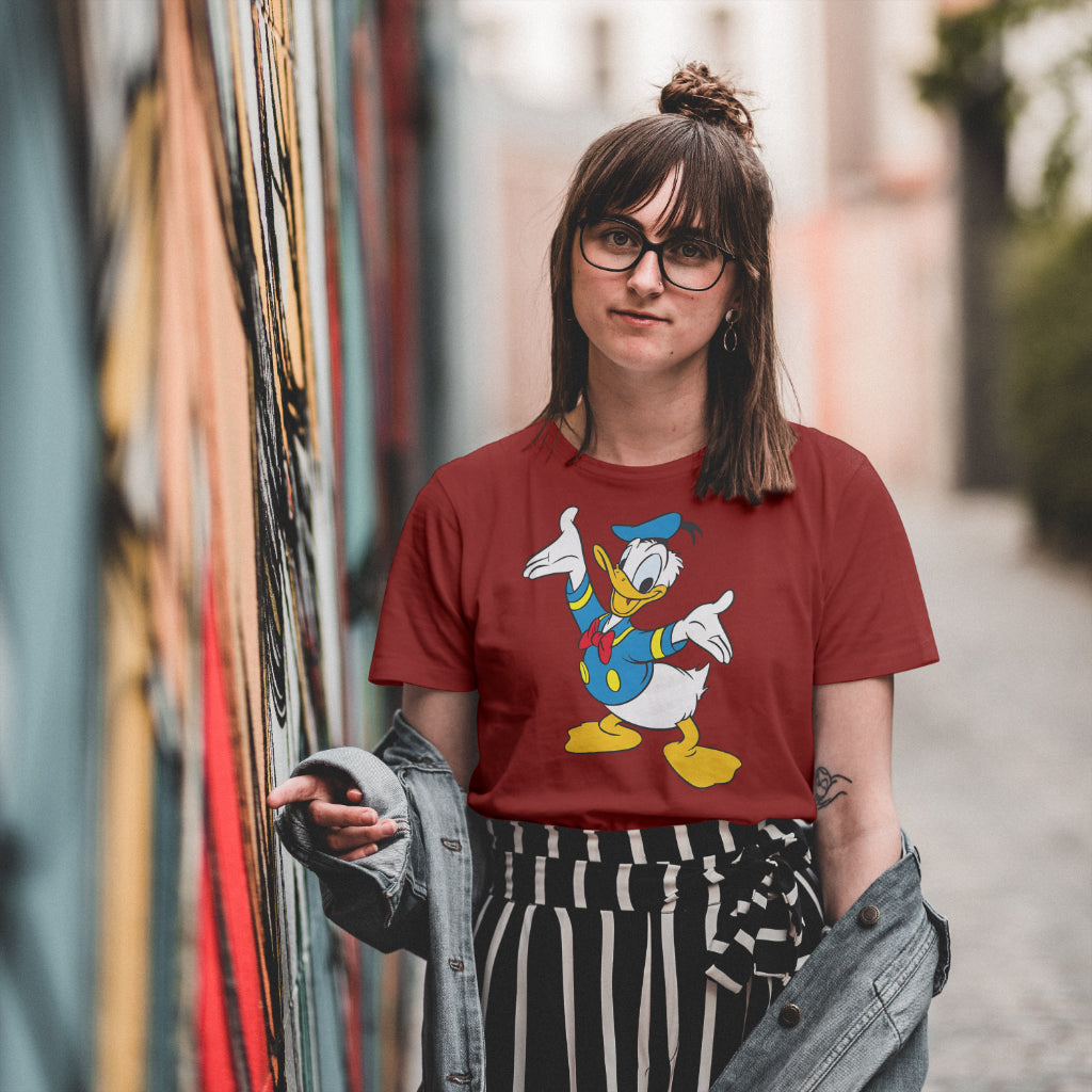 SCUBAAA Women's Donald Duck Half Sleeve Regular Fit T-shirt