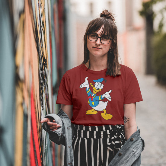SCUBAAA Women's Donald Duck Half Sleeve Regular Fit T-shirt
