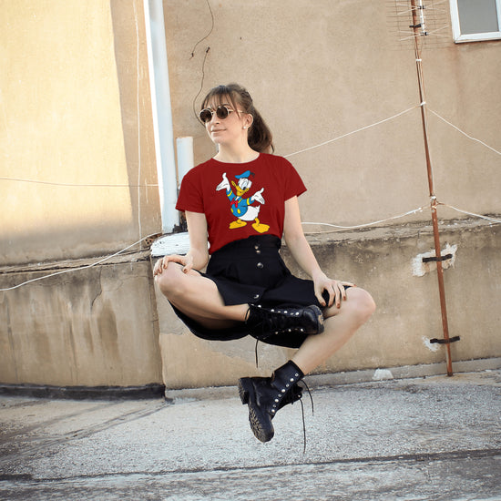 SCUBAAA Women's Donald Duck Half Sleeve Regular Fit T-shirt