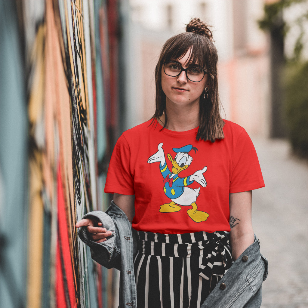 SCUBAAA Women's Donald Duck Half Sleeve Regular Fit T-shirt