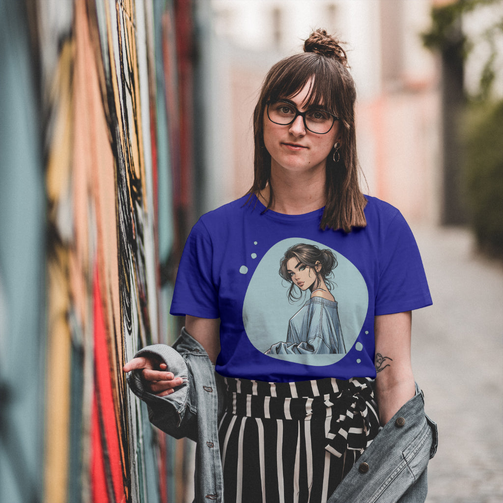 SCUBAAA Women's Stylish Serenity: A Modern Portrait Regular Fit T-shirt