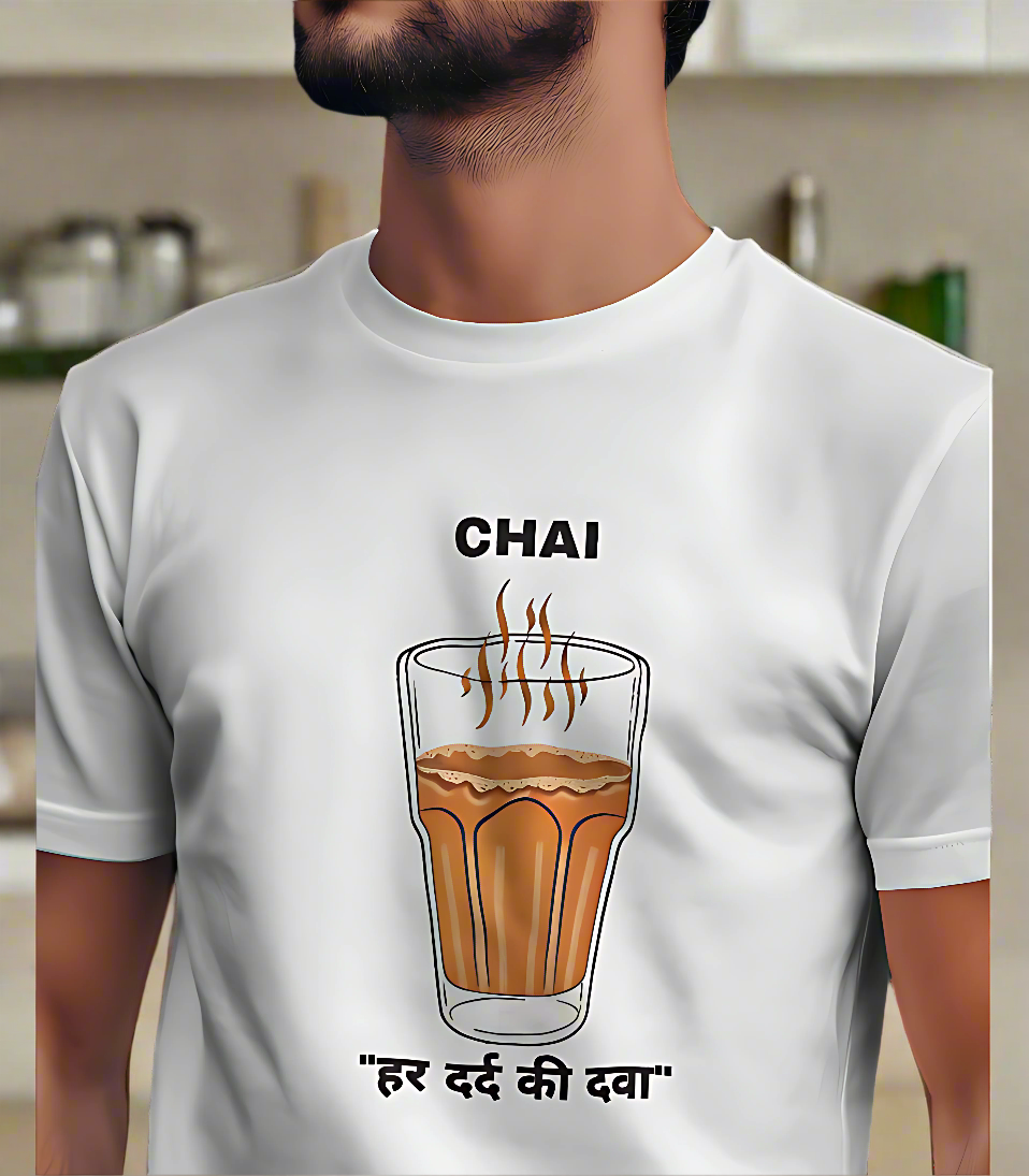 SCUBAAA Men's Chai Haar Dard ki Dawa Half Sleeve T-Shirt