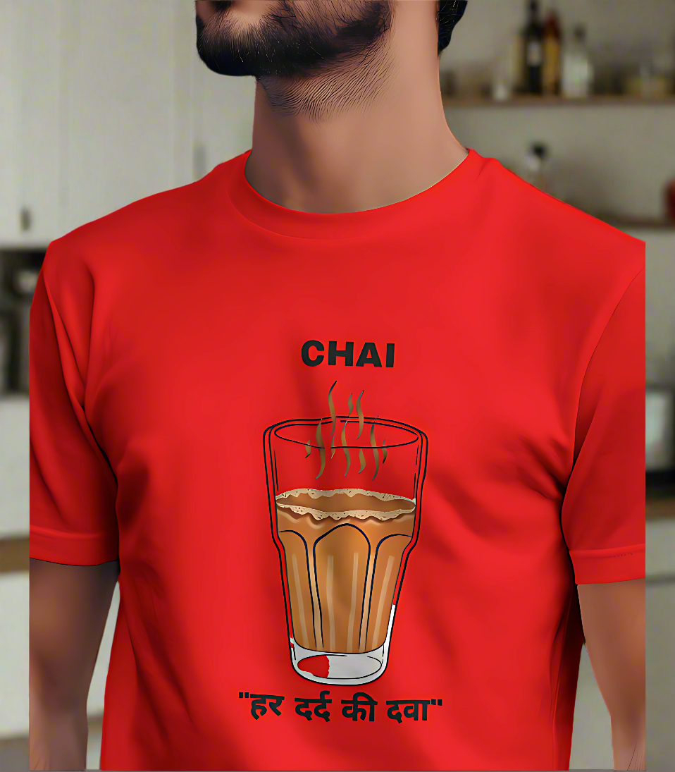 SCUBAAA Men's Chai Haar Dard ki Dawa Half Sleeve T-Shirt