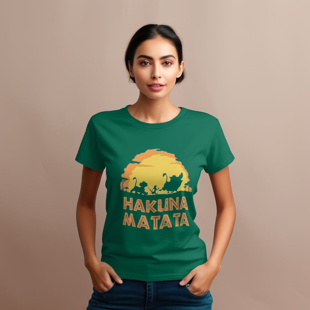 SCUBAAA Women's Hakuna Matata Half Sleeve Regular Fit T-shirt