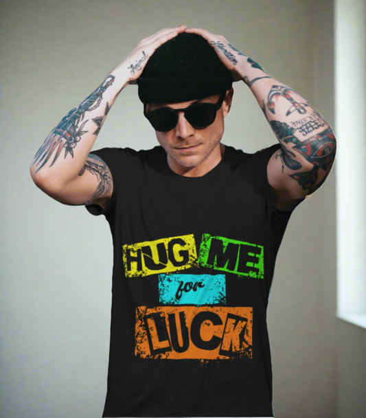 SCUBAAA Men's Hug Me For Luck Regular Fit Half Sleeve T-shirt