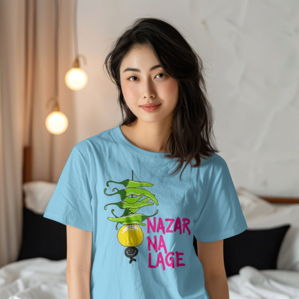 SCUBAAA Women's Nazar Na Lage Half Sleeve Regular Fit T-shirt