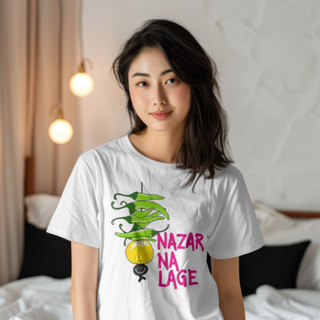 SCUBAAA Women's Nazar Na Lage Half Sleeve Regular Fit T-shirt