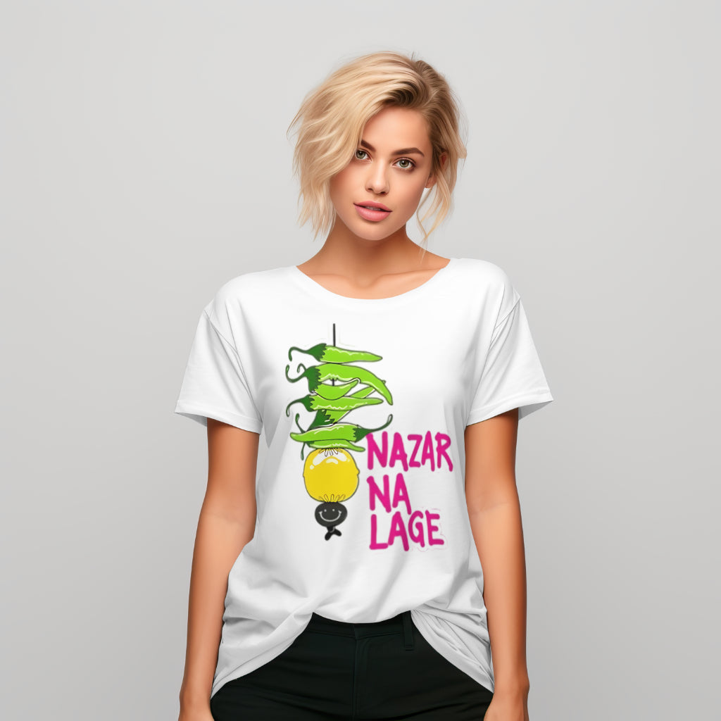 SCUBAAA Women's Nazar Na Lage Half Sleeve Regular Fit T-shirt