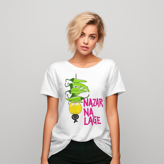 SCUBAAA Women's Nazar Na Lage Half Sleeve Regular Fit T-shirt