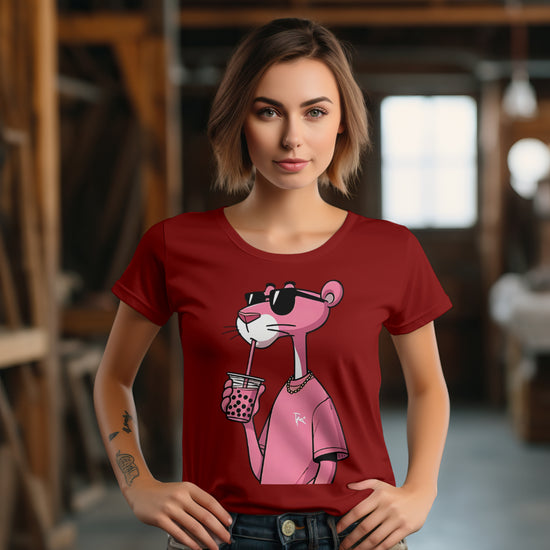 SCUBAAA Women's Pink Panther Half Sleeve Regular Fit T-shirt