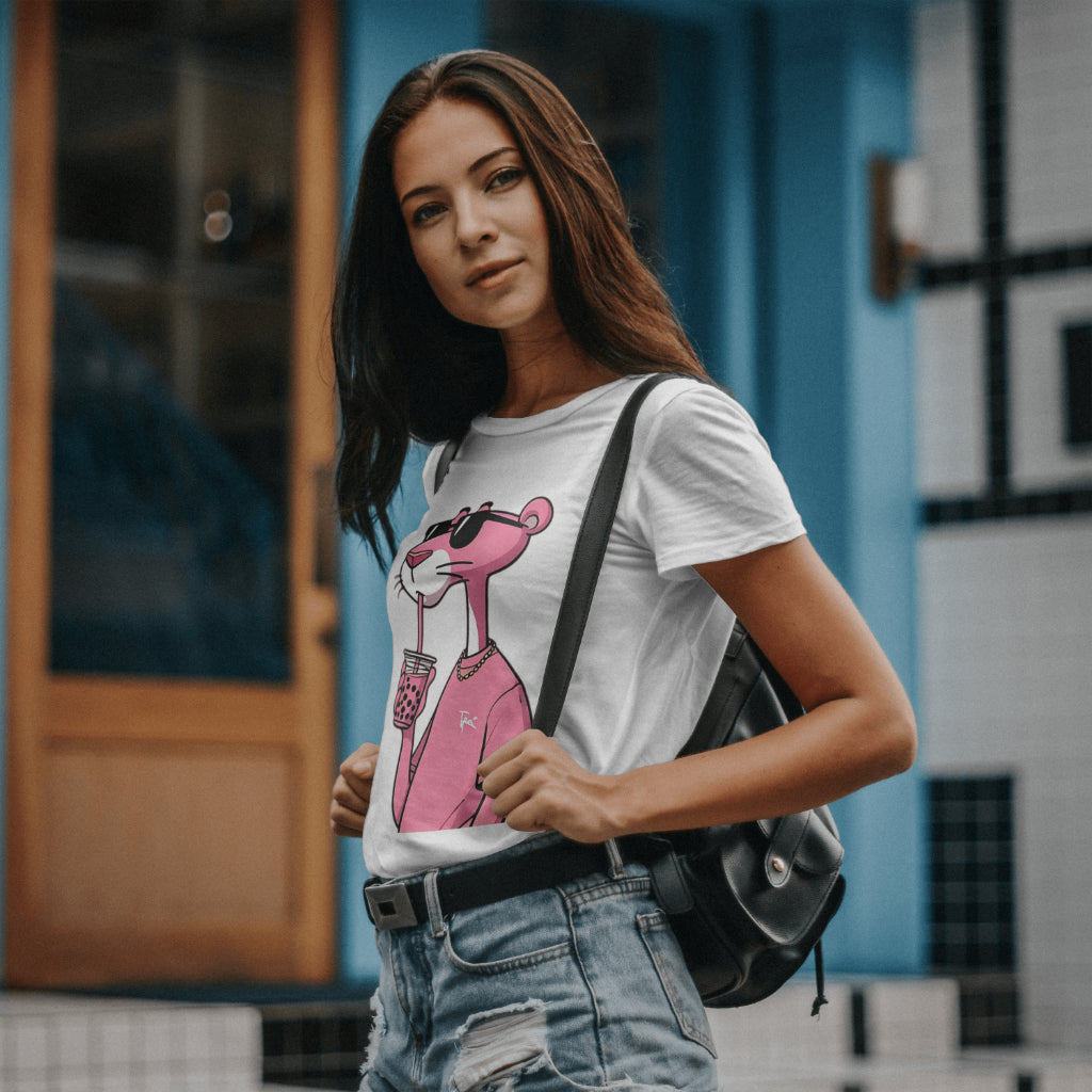 SCUBAAA Women's Pink Panther Half Sleeve Regular Fit T-shirt