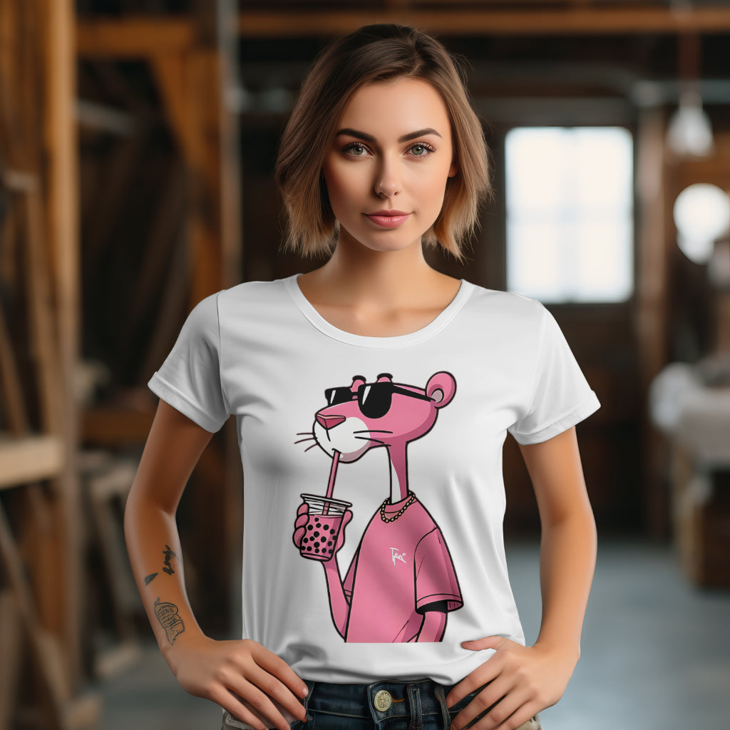 SCUBAAA Women's Pink Panther Half Sleeve Regular Fit T-shirt