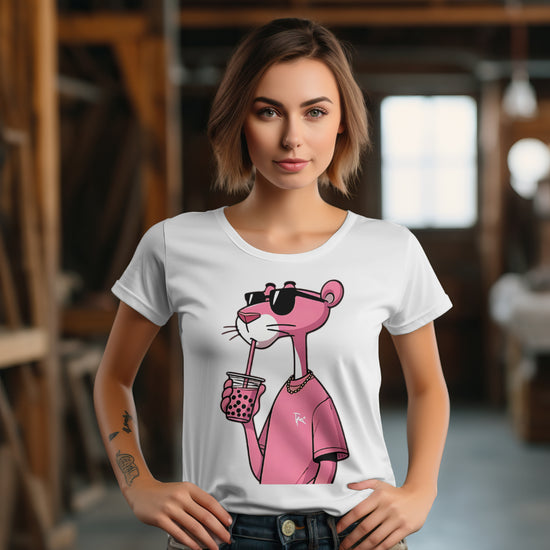 SCUBAAA Women's Pink Panther Half Sleeve Regular Fit T-shirt