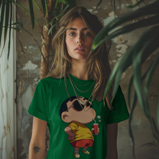 SCUBAAA Women's Cool Shinchan Vibes Half Sleeve Regular Fit T-shirt