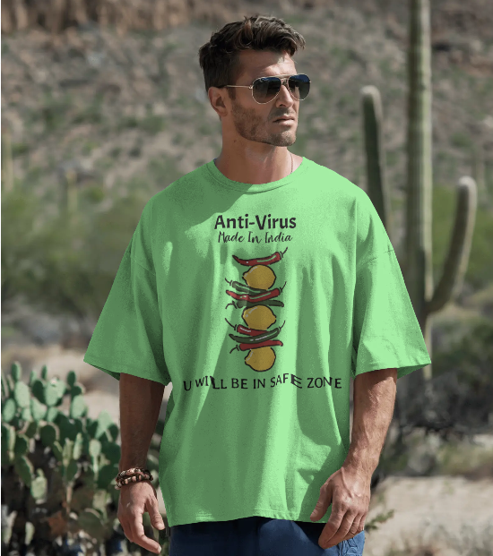 SCUBAAA Men's Lemon Aid Oversized Half Sleeve T-shirt