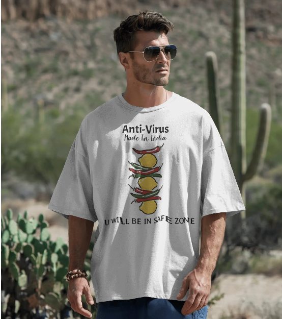 SCUBAAA Men's Lemon Aid Oversized Half Sleeve T-shirt