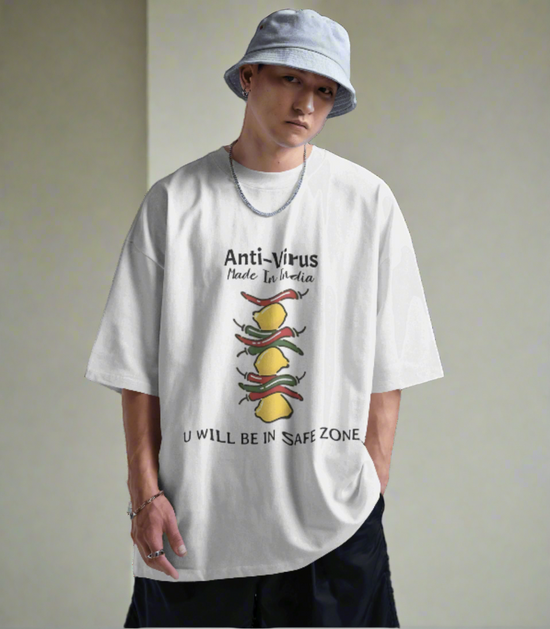 SCUBAAA Men's Lemon Aid Oversized Half Sleeve T-shirt